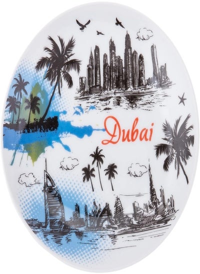 Buy Akdc Dubai Souvenir Plate 15Cm X 15Cm X 1Cm White in UAE