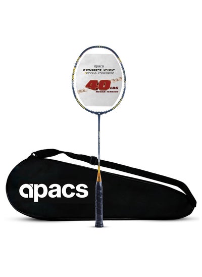 Buy Finapi 232 Xtra Power (40LBS, 100% Top Grade UHM Japanese Graphite) Extra Strong Professional Unstrung Badminton Racket with Free Full Cover (Navy Gold) in UAE