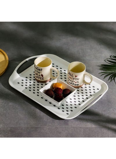 اشتري Danube Essential Rectangular Non-Slip Serving Tray - Grey/White في الامارات