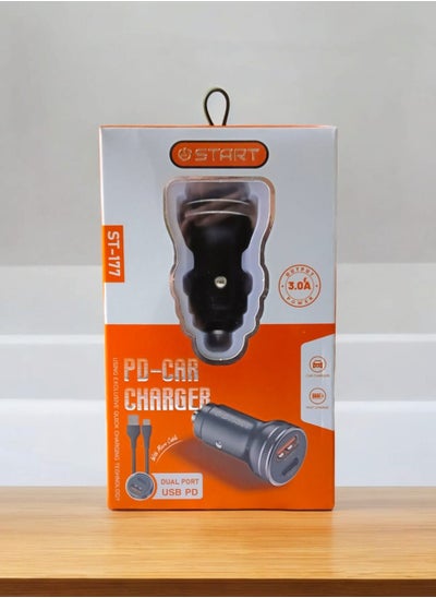 Buy 3A Fast Dual USB Car Charger  Set with Type-C Cable in Egypt