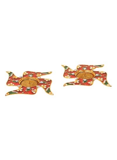 Buy Maira Metal Diyas, Multicolour - Set of 2 in UAE