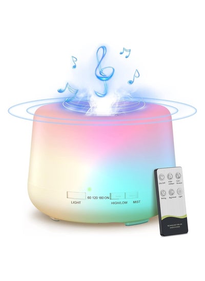 اشتري Humidifier Oil Fragrance Diffuser Bluetooth Speaker 5.0 500ML Aromatherapy Diffusers for Aroma Essential Oils Large Room Bedroom Office Home 14 Colors Night Light with Remote 4 Timers في السعودية