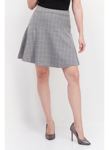 Buy Women Plaid Mini Skirt, Grey/Black Combo in UAE