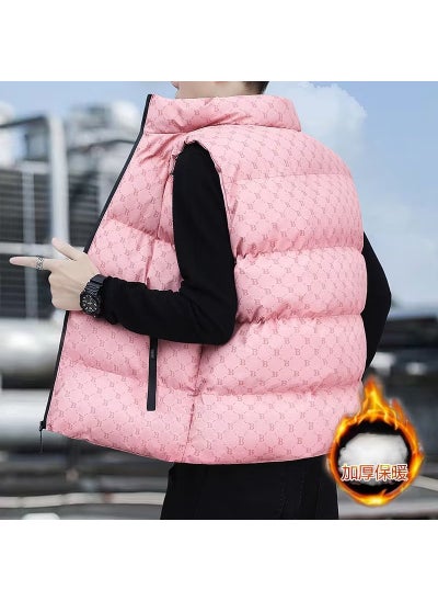 اشتري Mens Autumn Winter Vest Stand Collar Casual Fashion Pink في السعودية