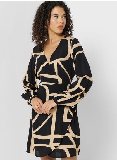 Buy Surplice Neck Printed Dress in UAE