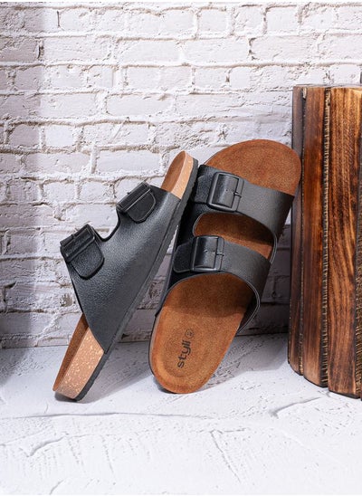 Buy Buckle Double Strap Thick Sole Casual Sandal in Saudi Arabia