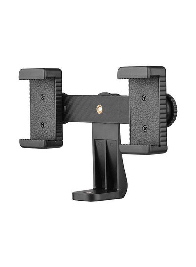 Buy Double Phone Holder Tripod Mount Adapter Horizontal Vertical Shooting for Phone Selfie Video Live Streaming Chatting in Saudi Arabia