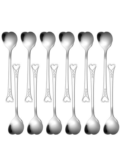 اشتري مجموعة أدوات مائدة مكونة من 12 قطعة من ملاعق الشاي المصنوعة من الفولاذ المقاوم للصدأ على شكل قلب مقاس 5.7 بوصة، ملاعق قهوة من الفولاذ المقاوم للصدأ الفاخر، ملاعق سكر، ملعقة حلوى الآيس كريم، ملعقة تحريك للمنزل والمطعم في السعودية