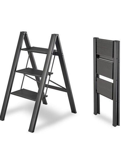 Buy Mini 3 Steps Stool Portable Sturdy Non Slip Lightweight Foldable Ladder Multifunctional Portable Ladder For Home Kitchen (Black) in Saudi Arabia