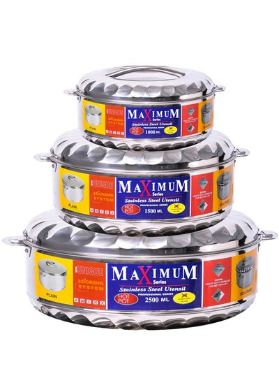 Buy 3-Piece Stainless Steel Hot Pot Set in Saudi Arabia