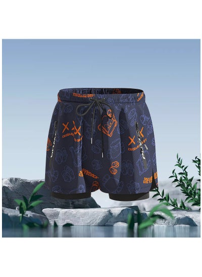 اشتري Fashionable Men's Double-Layer Quick Drying Beach Swimming Shorts في الامارات