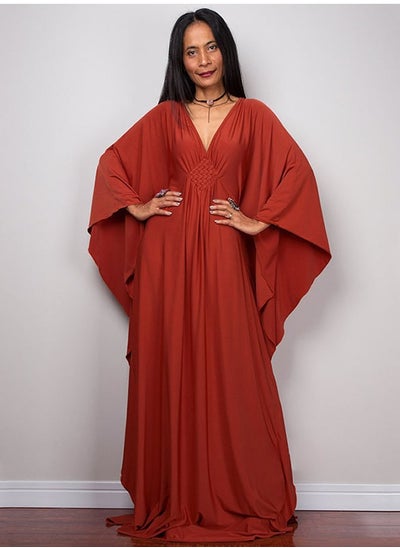 Buy Women Bathing Suit Cover Up Beach Maxi Dresses Loose Oversized Beach Smock Gown Holiday Sun Protection Smock Orange Red in Saudi Arabia