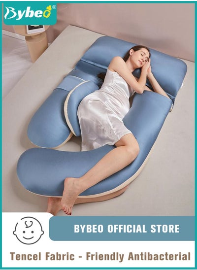 Buy Pregnancy Pillows for Sleeping, Maternity Women U Shaped Full Body Pillow with Detachable and Adjustable Cover, Back Support,Made of 60s Lycra silk & Lycra Fiber in Saudi Arabia