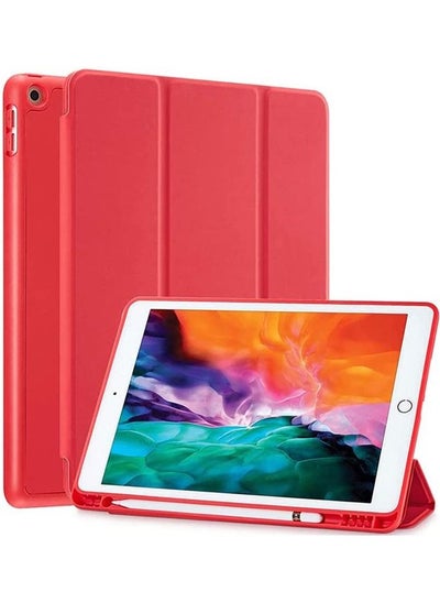 Buy iPad 9th/8th/7th Generation case 2021/2020/2019 iPad 10.2-Inch Case with Pencil Holder [Sleep/Wake] Slim Soft TPU Back Smart Magnetic Stand Protective Cover Cases Red in Saudi Arabia