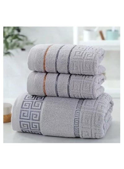 Buy 3-Piece Premium Bath Towels Set,1 Bath Towel and 2 Washcloths Super Soft Highly Absorbent 100% Cotton Towels in UAE