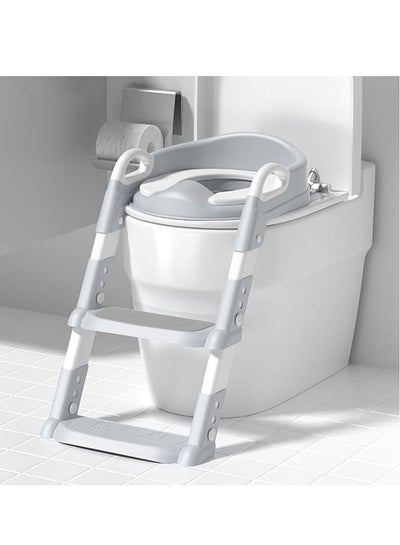 Buy Children's bathroom training chair, children's bathroom adapter with anti slip and foldable stairs in Saudi Arabia