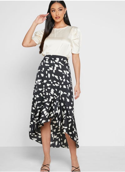 Buy Ruffle Hem Printed Skirt in Saudi Arabia