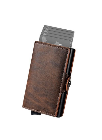 Buy Credit Card Holder RFID Blocking and Magnetic Closure,  Card Wallet with Coin Pocket for Men Gifts in UAE