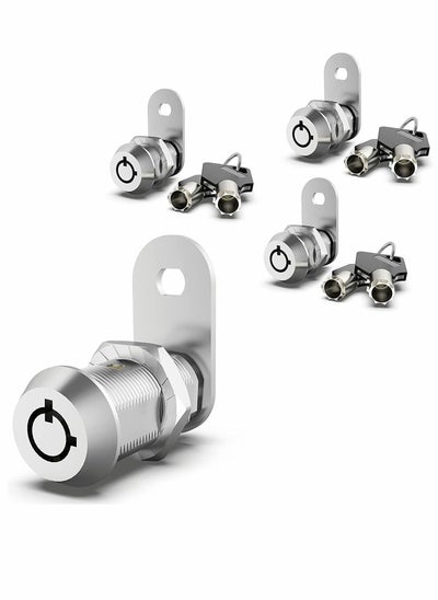 اشتري Cabinet Cam Lock Set 3 Pack 5/8 Inch Cylinder Locks Secure File Drawer Dresser RV Replacement Hardware Chrome Finish Zinc Alloy في الامارات