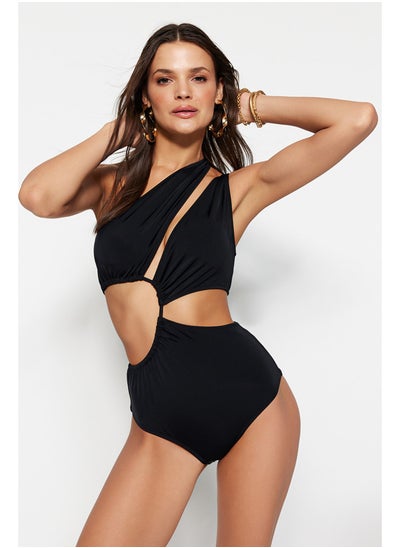 اشتري Black One-Shoulder Tunnel Swimsuit TBESS23MA00206 في مصر