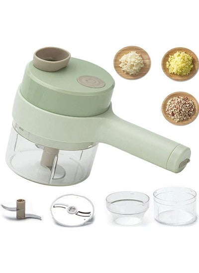 اشتري 4 in 1 multifunctional usb rechargeable Handheld Electric Vegetable Cutter Set, Garlic Mud Masher Food Chopper, Portable Mini Wireless Food Processor,vegetable cutter slicer for Garlic Pepper Chili On في الامارات