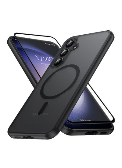 Buy [1+1] Magnetic Case and Screen Protector for Samsung Galaxy A55, Compatible with MagSafe Ultra-Thin Hard PC Translucent Frosted Rugged Drop-Proof Shockproof Protective Case for Galaxy A55 in Saudi Arabia