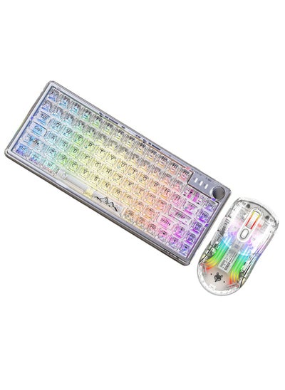 Buy Wireless Keyboard and Mouse set Transparent RGB Mechanical Dual Mode Rechargeable USB Computer Gaming Keyboard Set in UAE