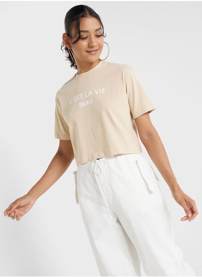 Buy Cropped Slogan Tshirt in UAE