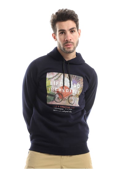 Buy Front Printing Slip On Hoodie - Navy Blue in Egypt