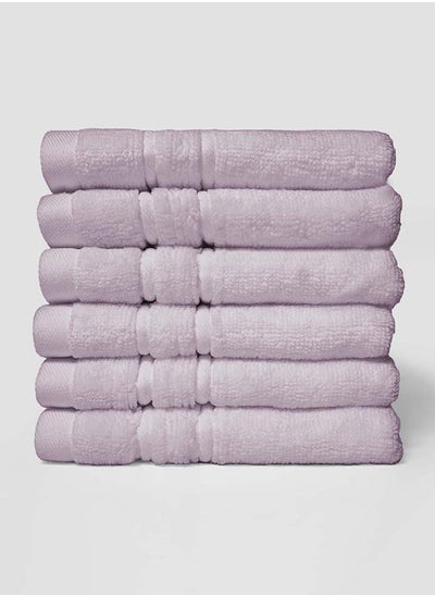 اشتري 6 Pieces Face Towel by La'Marvel, Lilac 600 GSM 100% Cotton Plux Towels في السعودية