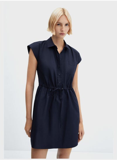 Buy Tie Detail Button Down Dress in UAE