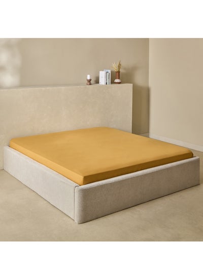 Buy Derby Solid King Microfibre Fitted Sheet 200 x 25 x 180 cm in UAE