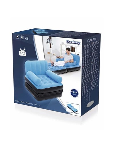 Buy Bestway 67277 Single inflatable chair and bed 2 in 1 for trips and camping - Blue in UAE