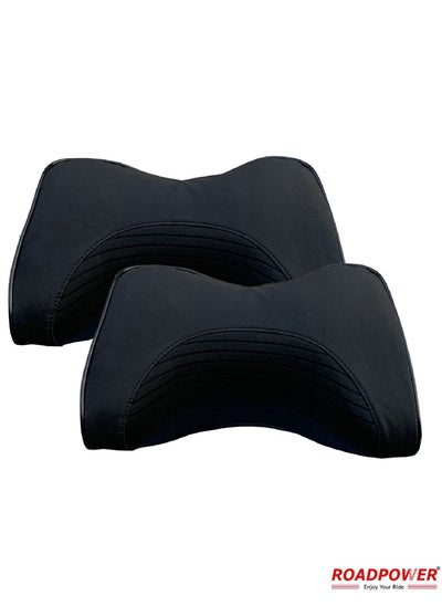 Buy Car Pillow Car Neck Pillow For Neck Pain Relief And Car Seat Memory Foam and Washable Cover Car Headrest Pillow Set Of 2 Black in UAE