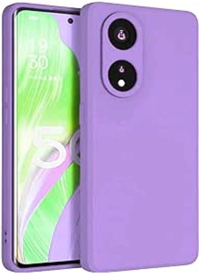 Buy (Oppo A98) Soft Silicone Gel Rubber Shockproof Back Case Cover Matte Finish Inner Cloth Lining with Camera Protection for Oppo A98 5G (Purple) in Egypt