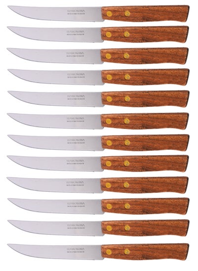 Buy 12-Piece Fruit Knife Set Silver/Brown in Saudi Arabia