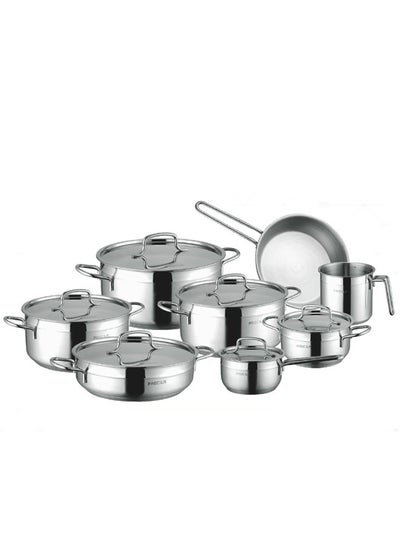 Buy 14-Piece Stainless Steel Alpha Cookware Set With 5-Layers Induction Bottom; Sizes 16,18,22,26,30,26,24,14CM Silver in Saudi Arabia