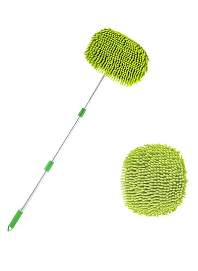 Buy Long handle Car Wash Brush,Car Mop Mitt Chenille Microfiber,Car Wash Brush Cleaning Kit,Car Care Kit replacement head, for RV Cars SUV Trucks and Bus (2-piece) in UAE