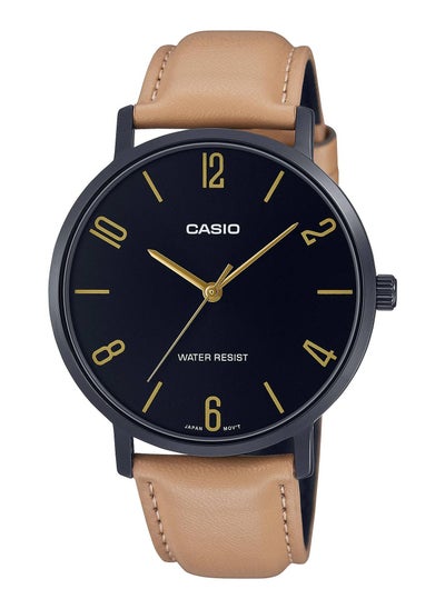 Buy Casio Men's Water Resistant Analog Quartz Leather Strap Watch - MTP-VT01BL-1BUDF - 40mm in UAE