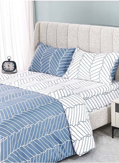 Buy Chevron Duvet Cover and Pillowcase Set, Tranquil Blue & White - 260x240 cm in UAE