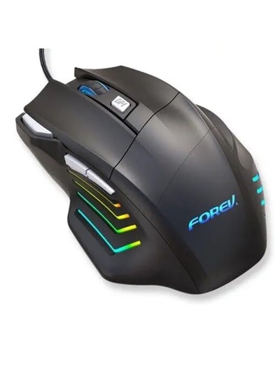 Buy Wired RGB Lighted Mechanical Gaming Mouse ,  3200DPI (Black) FV-X7 in Egypt