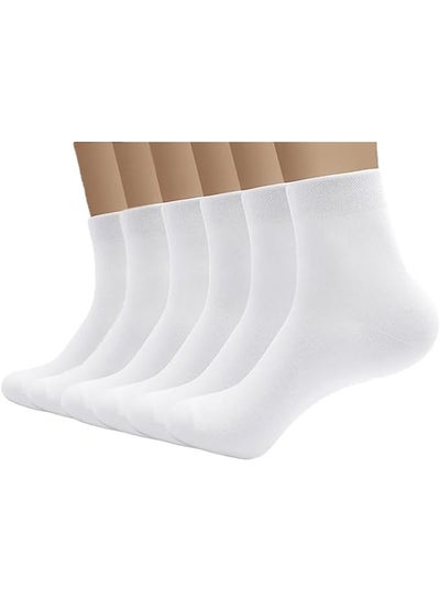 Buy 6 Pairs Mens Premium Cotton Socks Comfortable Free Size Formal Men's Socks Super Combed Material EU sizes 40-45 (WHITE 6 Pairs, 6) in UAE