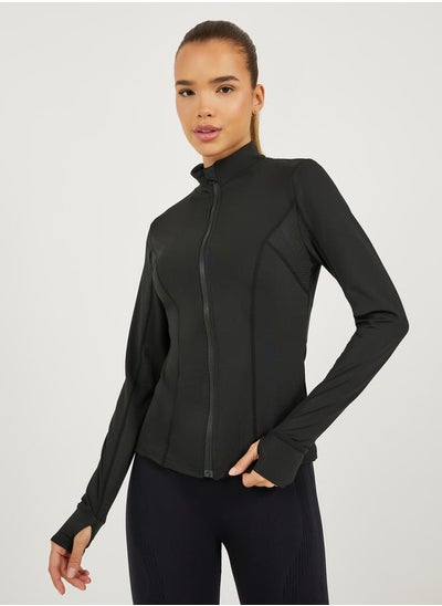 Buy Back Slogan Print Side Panel Mesh Insert Jacket in Saudi Arabia