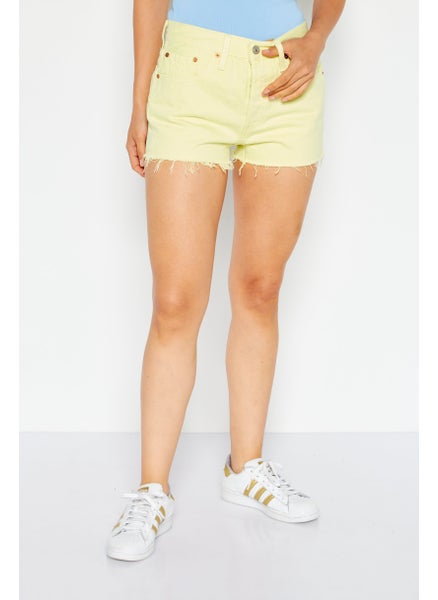 Buy Women Solid Denim Shorts, Lime in Saudi Arabia