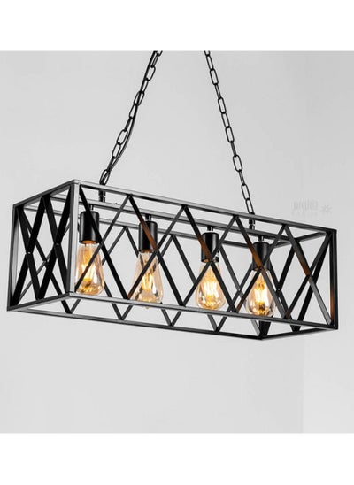 Buy Classic rectangular chandelier from Yocandle, elegant rustic style, classic rectangular black iron structure in Saudi Arabia