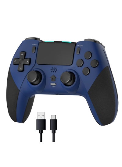 Buy Wireless PS4 Controller, Game Controller Compatible with Playstation 4/Slim/Pro/PC, Built-in 800mAh Rechargeable Battery, Dual Vibration, 6-Axis Motion Control, Audio, Turbo (Blue & Black) in Saudi Arabia