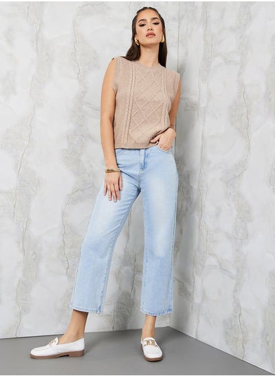 Buy Mid Rise Straight Fit Cropped Jeans in Saudi Arabia