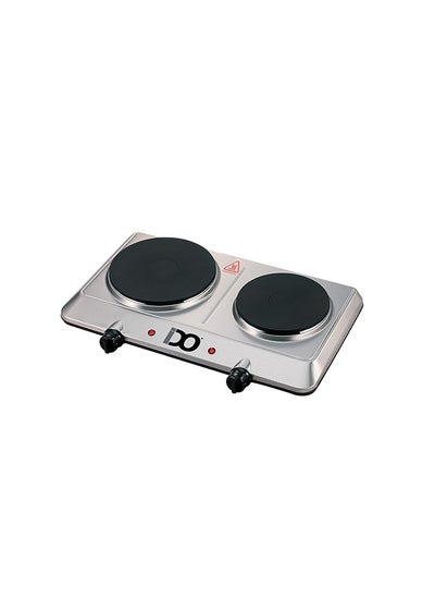 Buy Electric Hot Plate 1500 Watt 2 Burners/Eyes, quick heating, 5 temperature levels,  Silver - HP2E1500-SV in Egypt