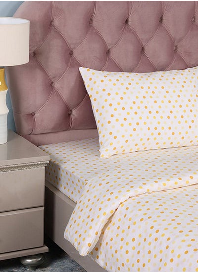 Buy Polkadot Kids Duvet Cover Set, White & Yellow – 135x200 cm, 225 TC in UAE