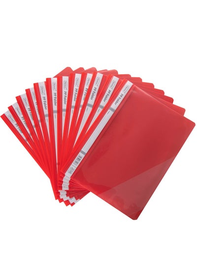 Buy 12-Piece Clear File Folder A4 Red in Saudi Arabia